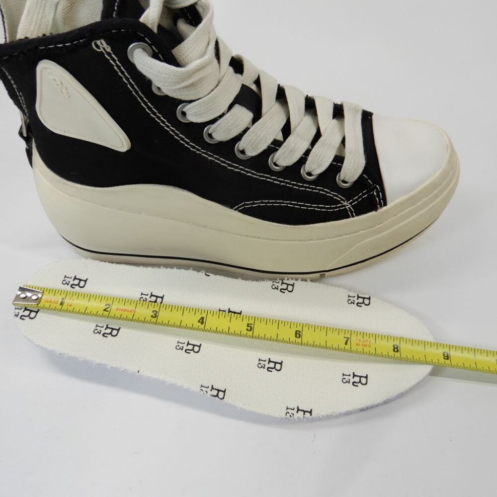 R13 Kurt High Top Platform Sneakers Size 5 Black Canvas Lace-Up Zip NEW $495 - Picture 16 of 16